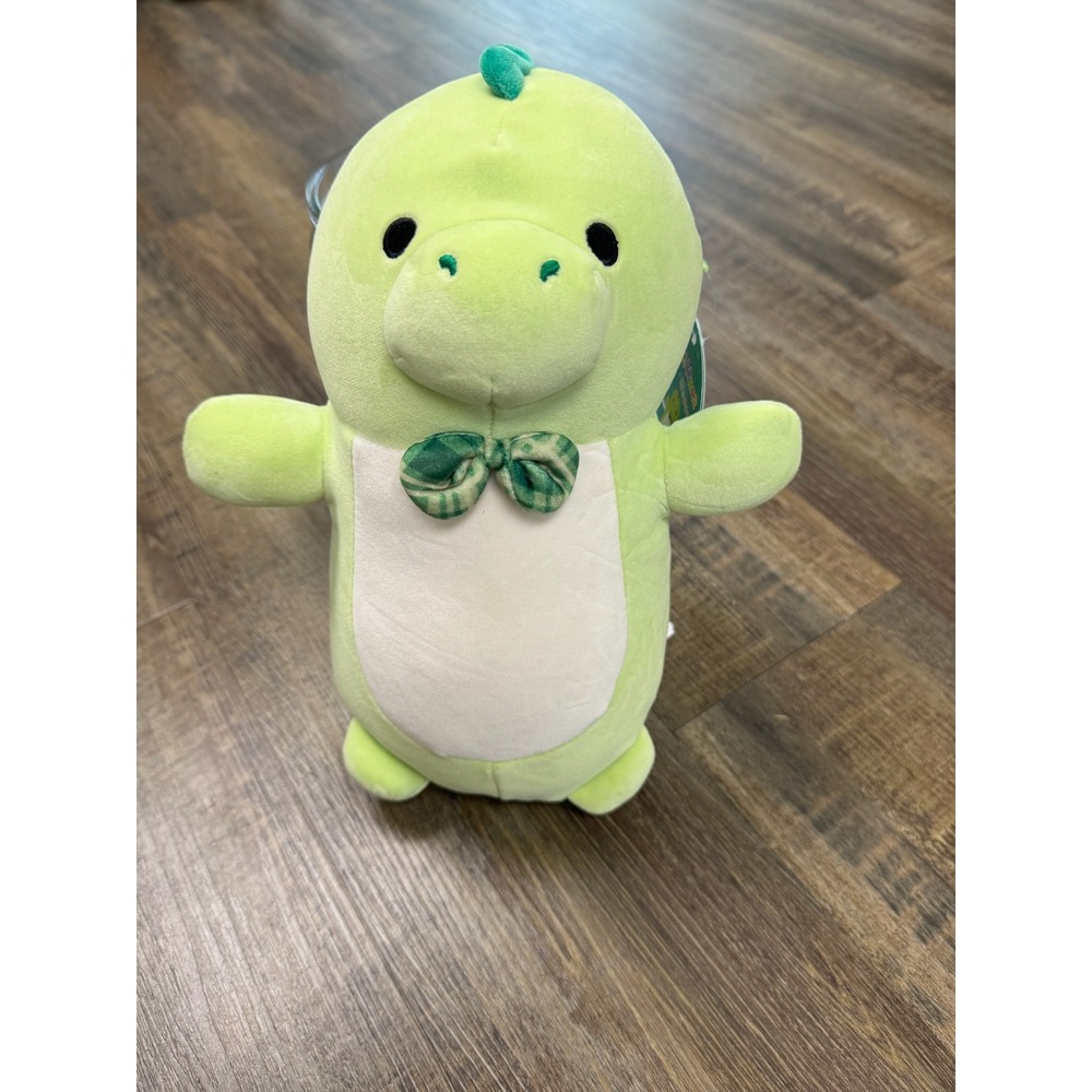 Squishmallows Hug Mees Danny the Dino Green Dinosaur Plush Plaid Bow Tie 10 inch